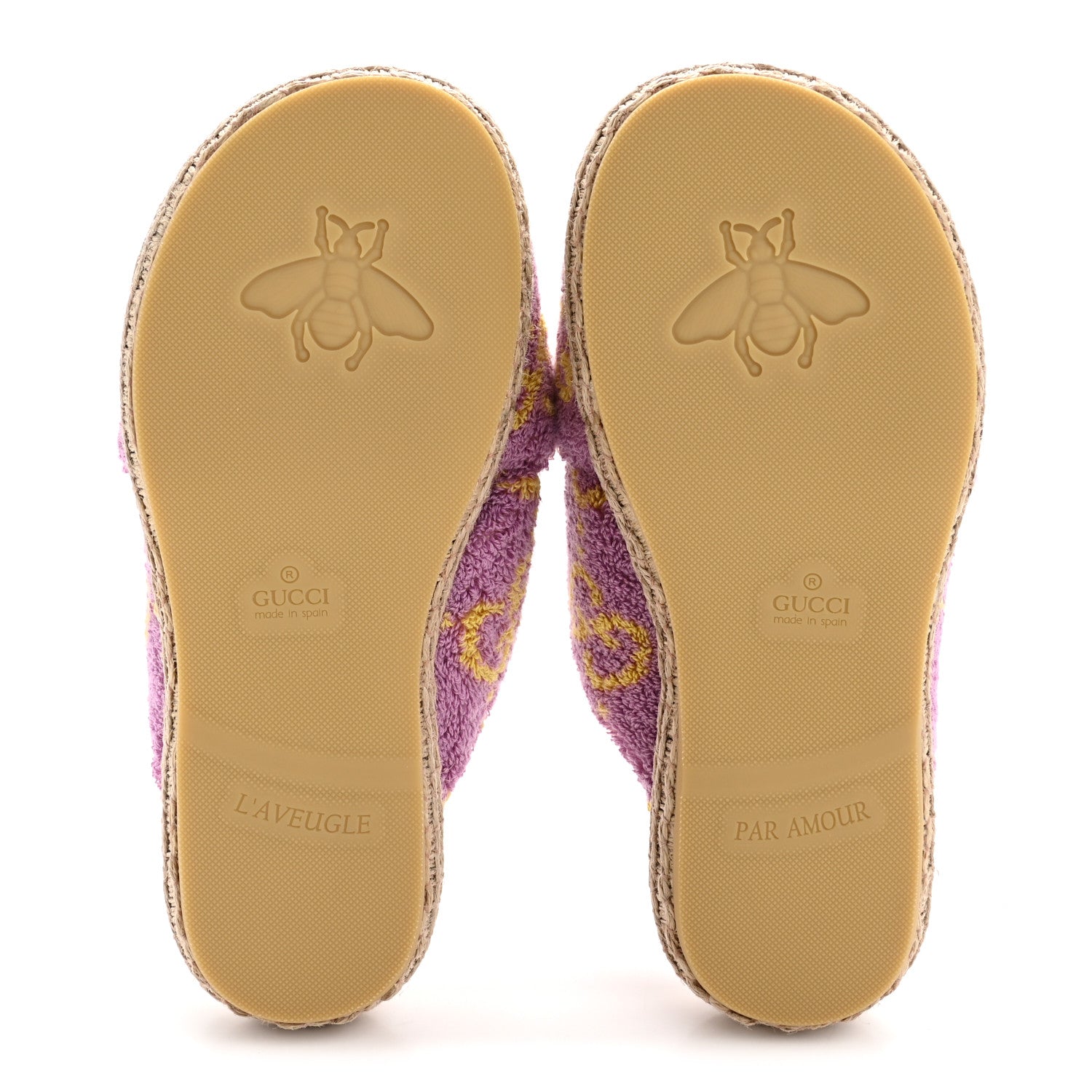 Gucci Terry Cloth Espadrille Platform Sandals 37 Pink Yellow 11 of 16