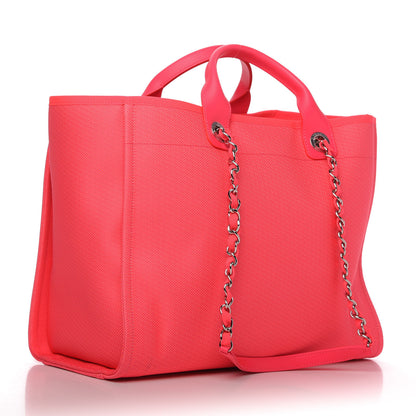 Chanel Mixed Fibers Calfskin Medium Deauville Tote Pink Orange 3 of 10