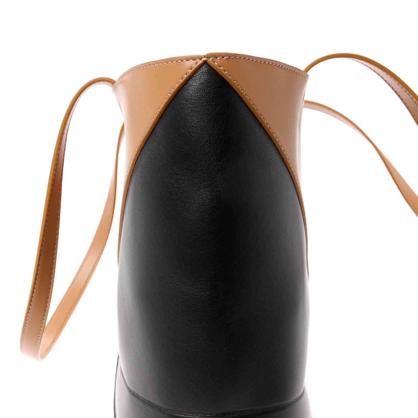 Shiny Calfskin Medium Puzzle Fold Tote Warm Desert Black