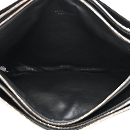 Bottega Veneta Intrecciato Embossed Triple Zip Messenger Bag Black 6 of 12