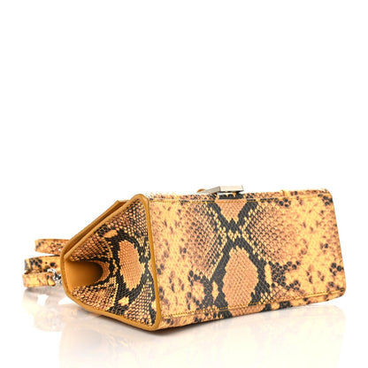 Balenciaga Shiny Calfskin Python Effect Small Hourglass Top Handle Bag Orange Black 4 of 9