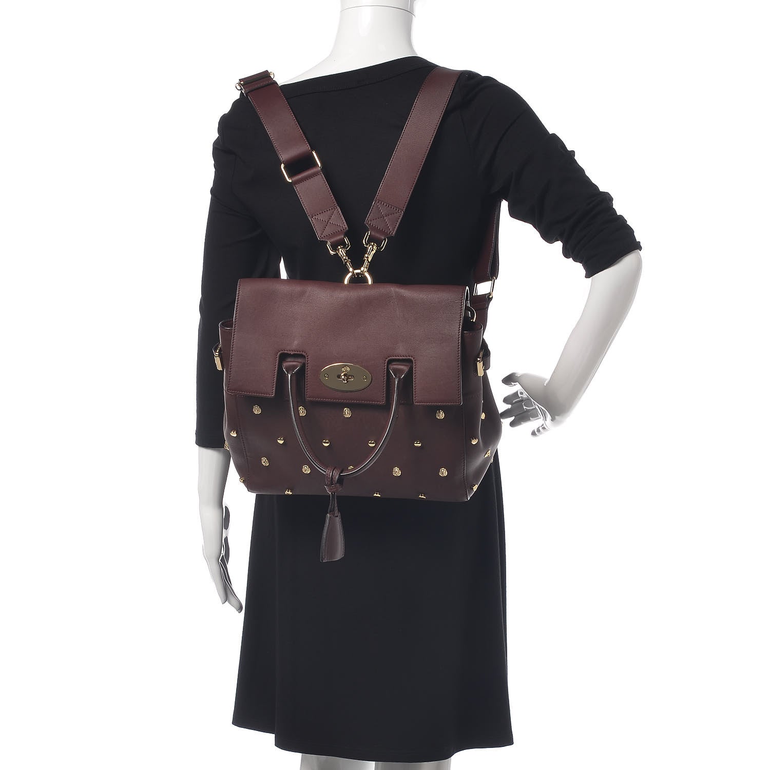 Mulberry Calfskin Studded Medium Cara Delevingne Convertible Satchel Oxblood 2 of 14