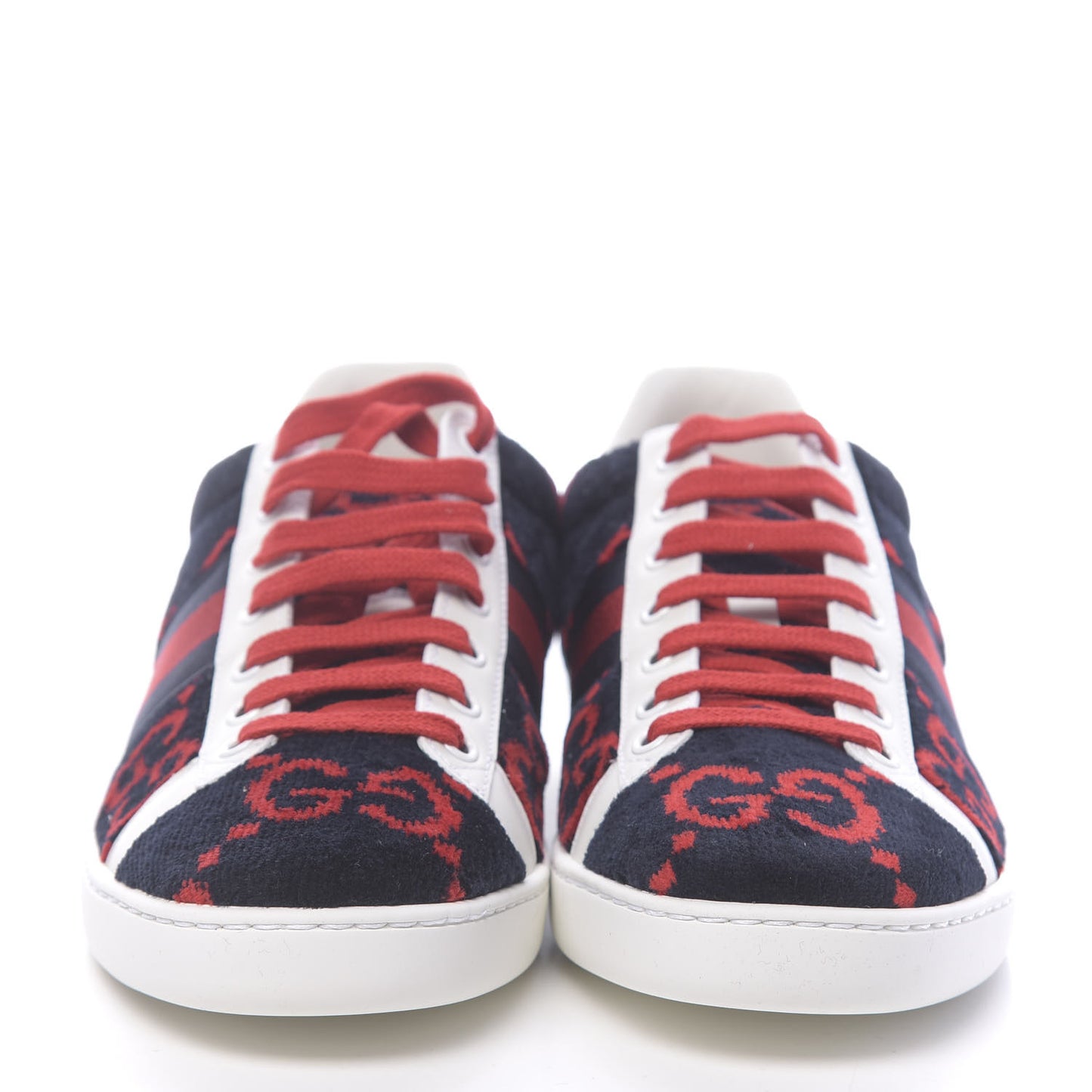 Terry Cloth GG Monogram Web Womens Ace Sneakers 39 Blue Red