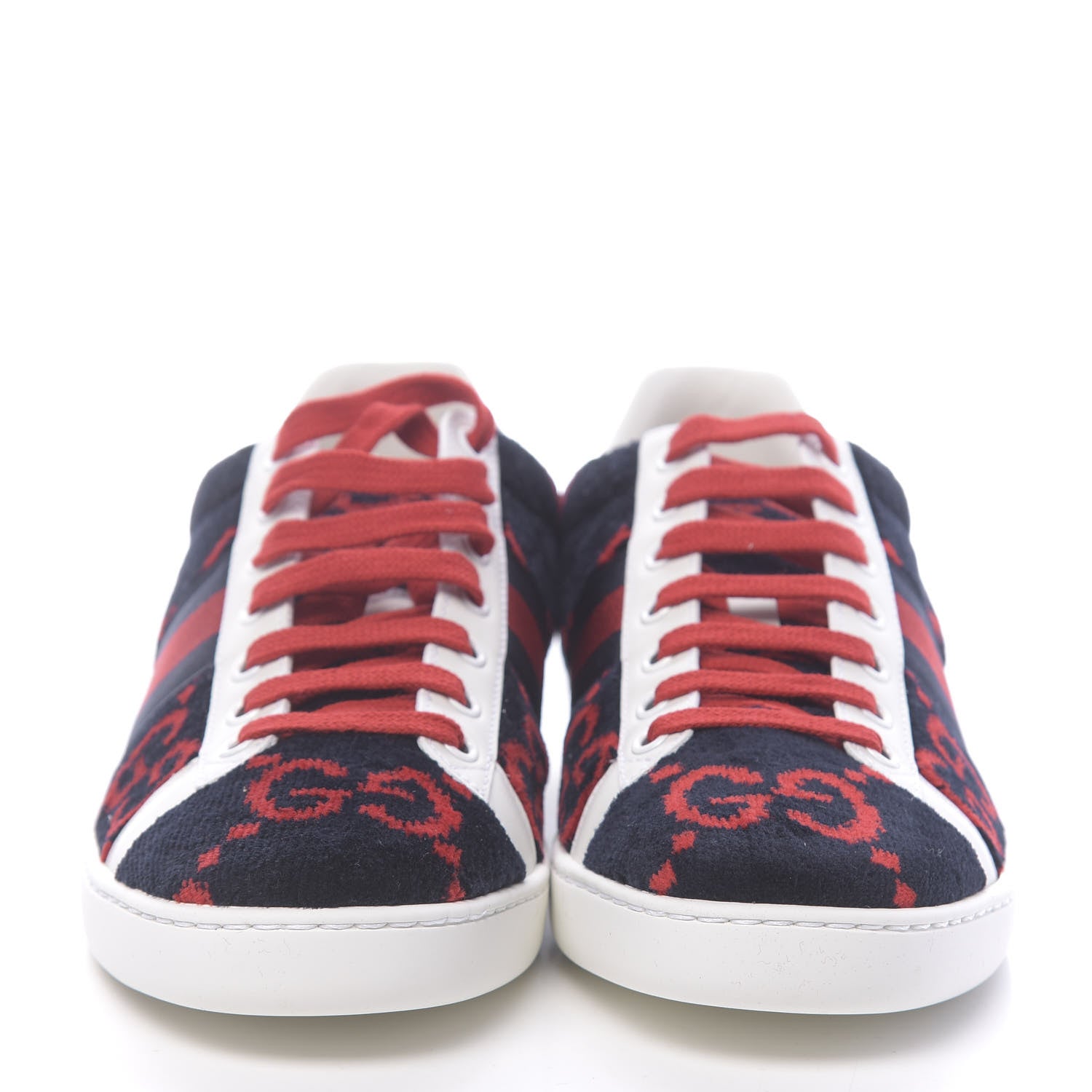 Gucci Terry Cloth GG Monogram Web Womens Ace Sneakers 39 Blue Red 2 of 10