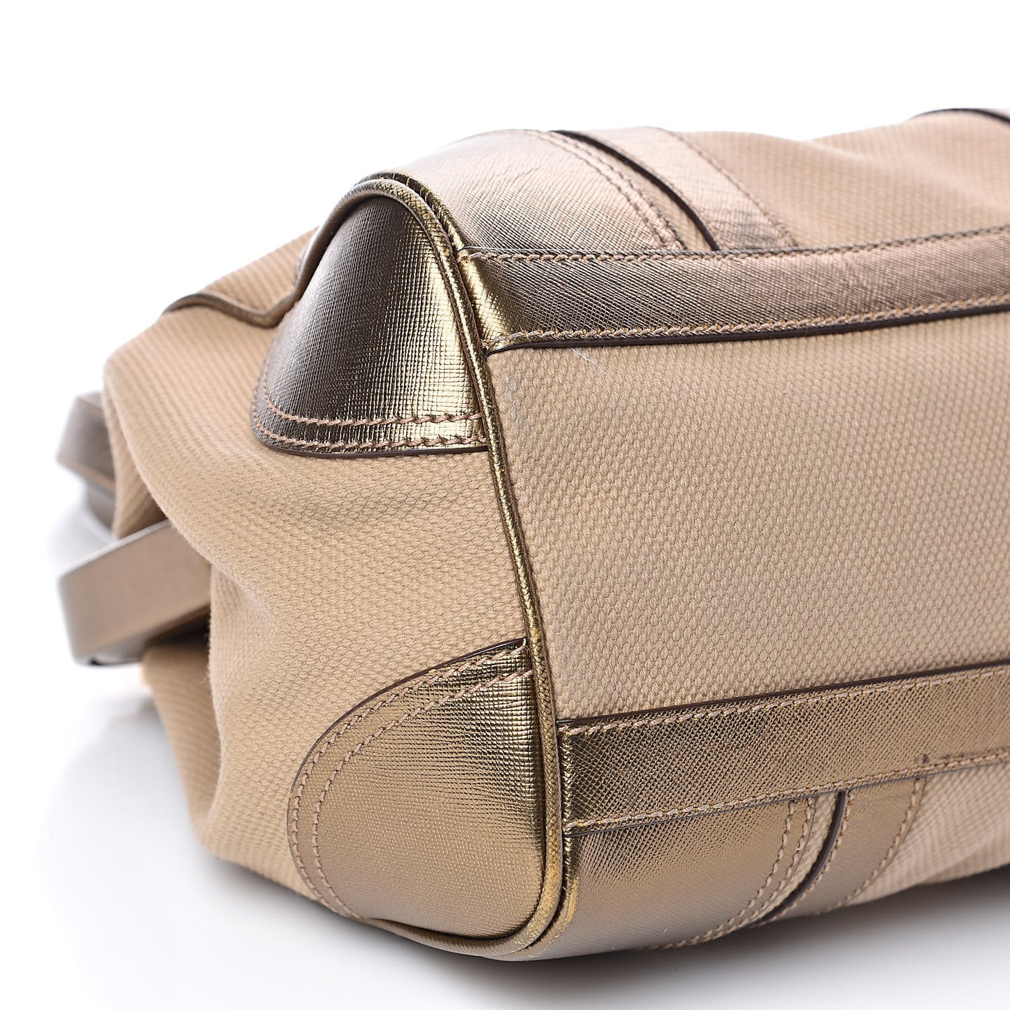 Metallic Saffiano Canvas Frame Bag Bronzo
