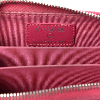 Chanel Patent Calfskin Quilted Zip Coin Purse Dark Pink 6 of 9