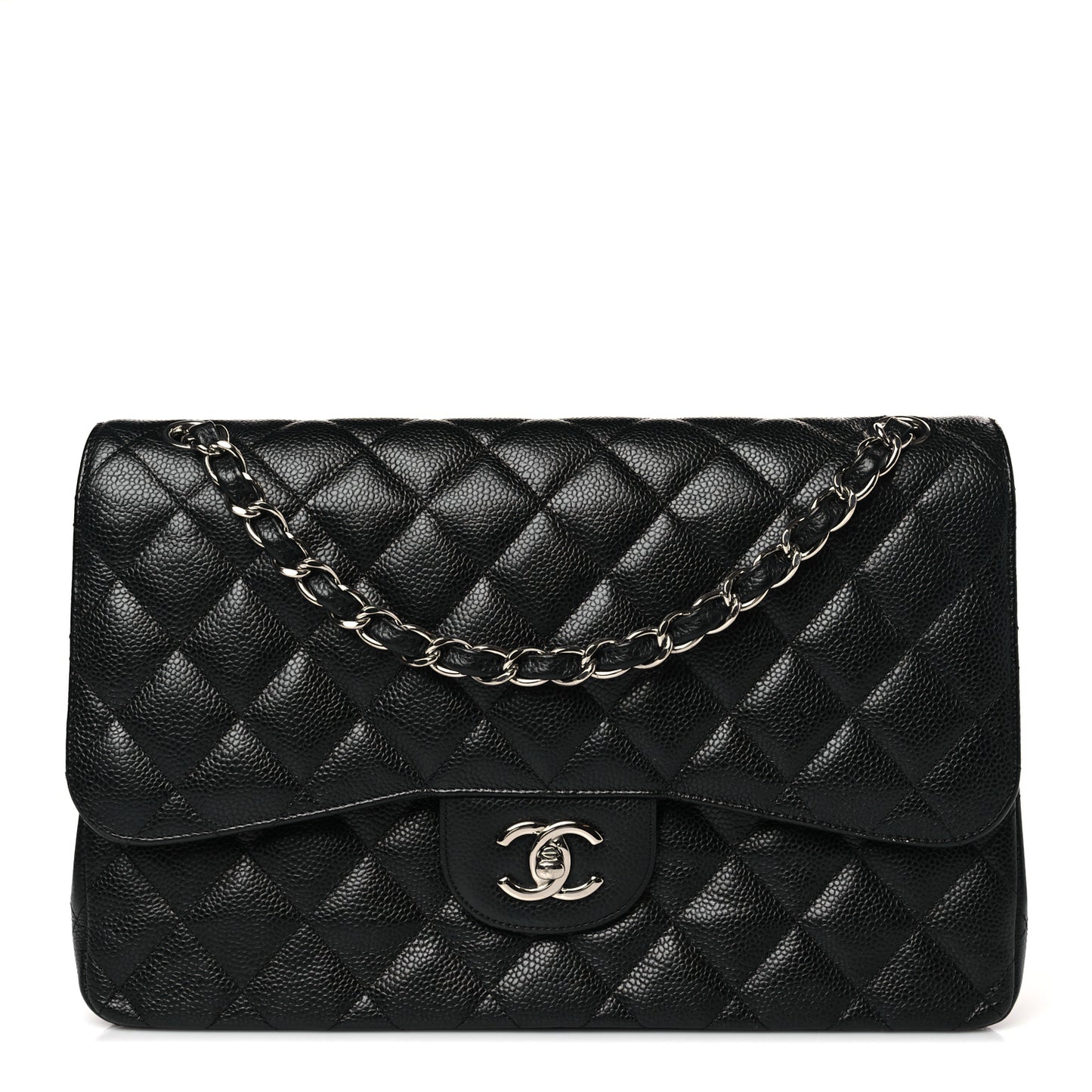 Caviar Quilted Jumbo Double Flap Black
