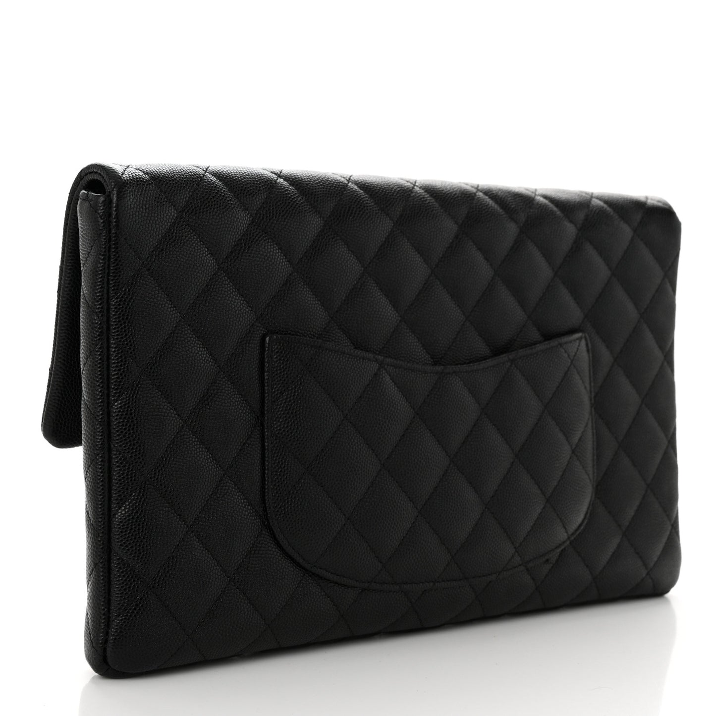 Caviar Quilted Flap Clutch Black