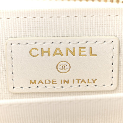 Chanel Tweed Quilted Bow Flap Card Holder On Chain White 6 of 13