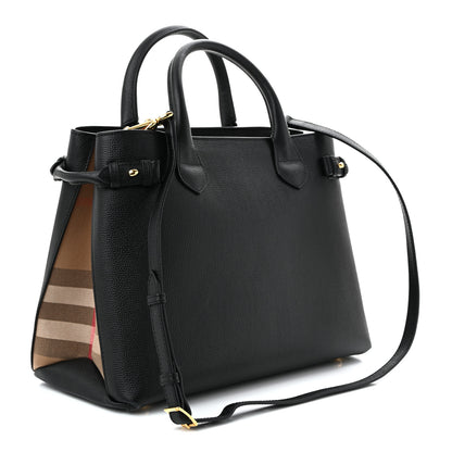 Burberry Derby Calfskin House Check Medium Banner Tote Black 3 of 10