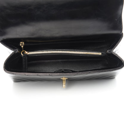 Chanel Calfskin Lizard Chevron Quilted Small Coco Handle Flap Black 5 of 13