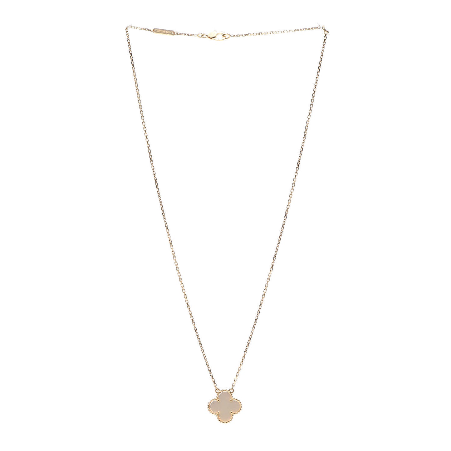 18K Yellow Gold Mother of Pearl Vintage Alhambra Pendant Necklace