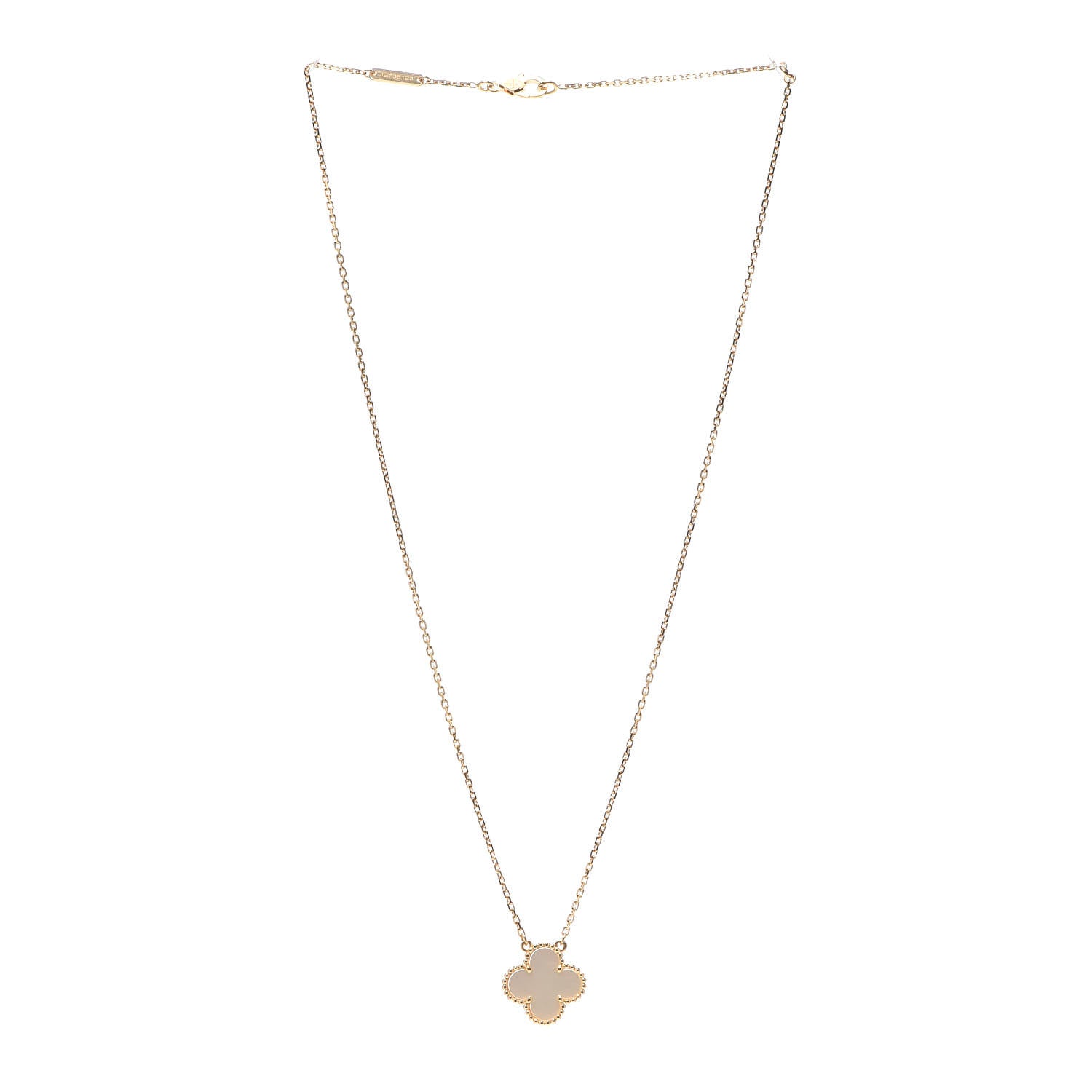 Van Cleef & Arpels 18K Yellow Gold Mother of Pearl Vintage Alhambra Pendant Necklace 3 of 7