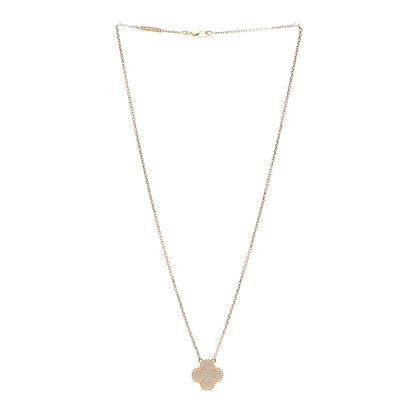 Van Cleef & Arpels 18K Yellow Gold Mother of Pearl Vintage Alhambra Pendant Necklace 3 of 7
