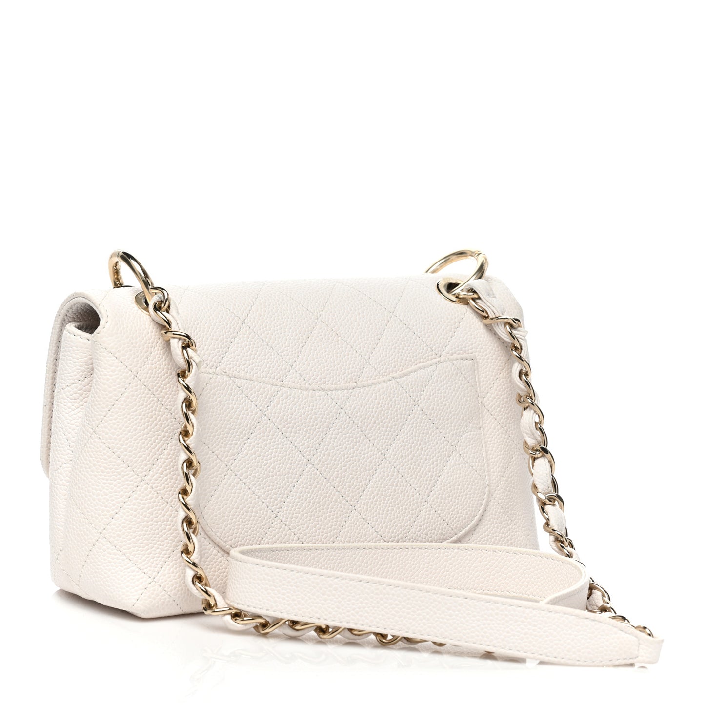 Caviar Quilted Small City Walk Flap White