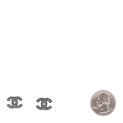 Chanel Resin Crystal CC Earrings Black 2 of 4