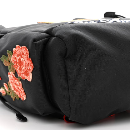 Gucci Techno Canvas Web L'Aveugle Par Amour Embroidered Double Buckle Backpack Black 10 of 11
