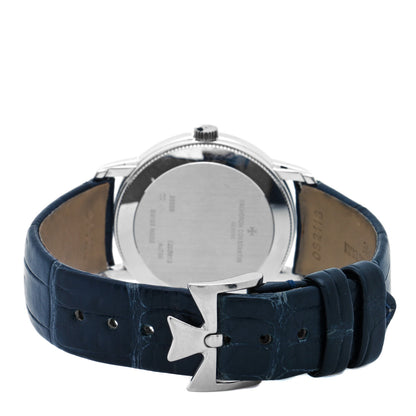 Vacheron Constantin 18K White Gold Alligator Diamond Bezel 30mm Patrimony Traditionnelle Quartz Watch Blue 25558 3 of 5