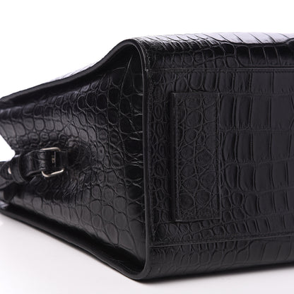 Saint Laurent Calfskin Crocodile Embossed Large Jane Tote Bag Black 7 of 8