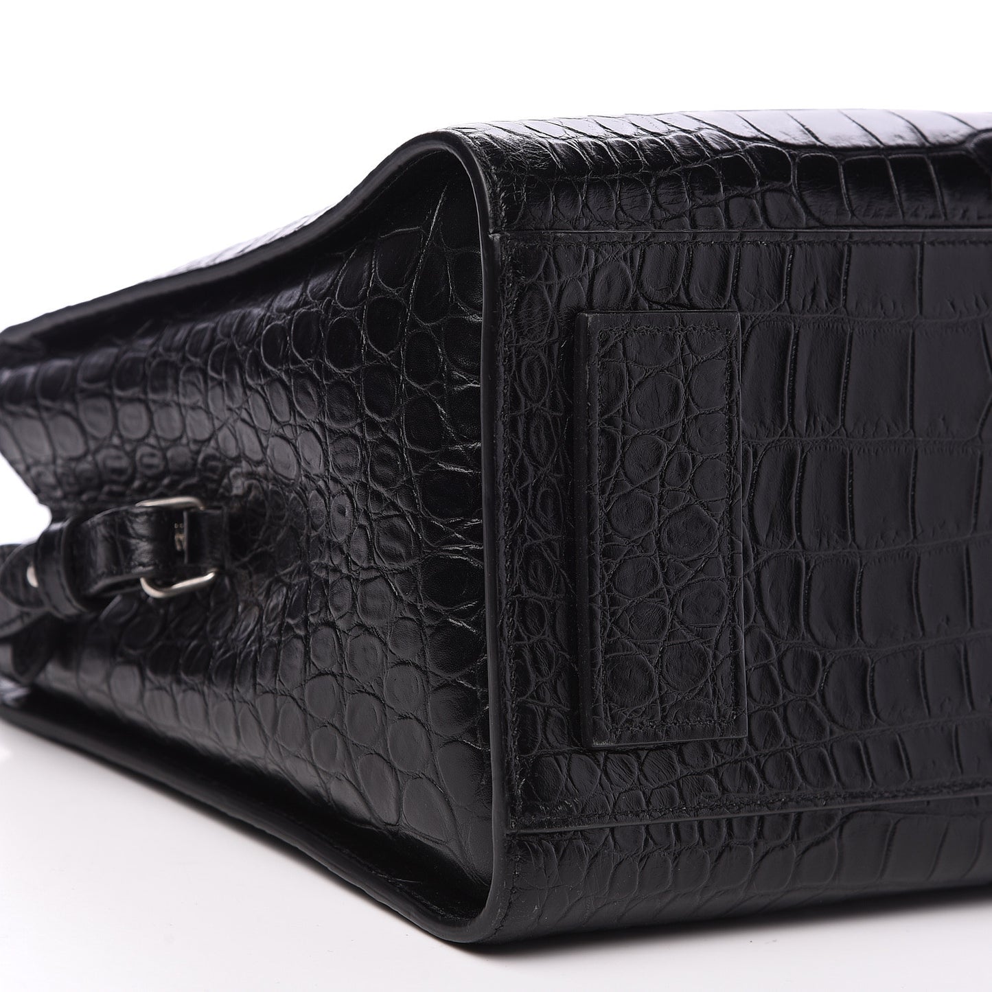 Calfskin Crocodile Embossed Large Jane Tote Bag Black
