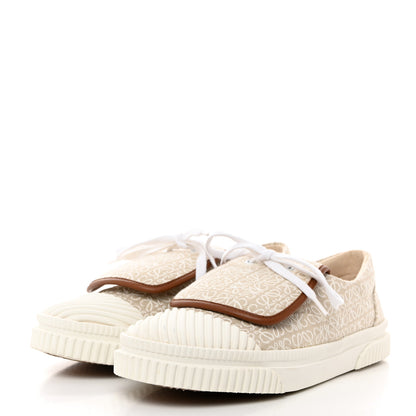 Loewe Jacquard Anagram Calfskin Flap Sneakers 38 Natural White 3 of 8