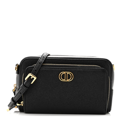 Christian Dior Grained Calfskin Caro Double Pouch Black 1 of 9