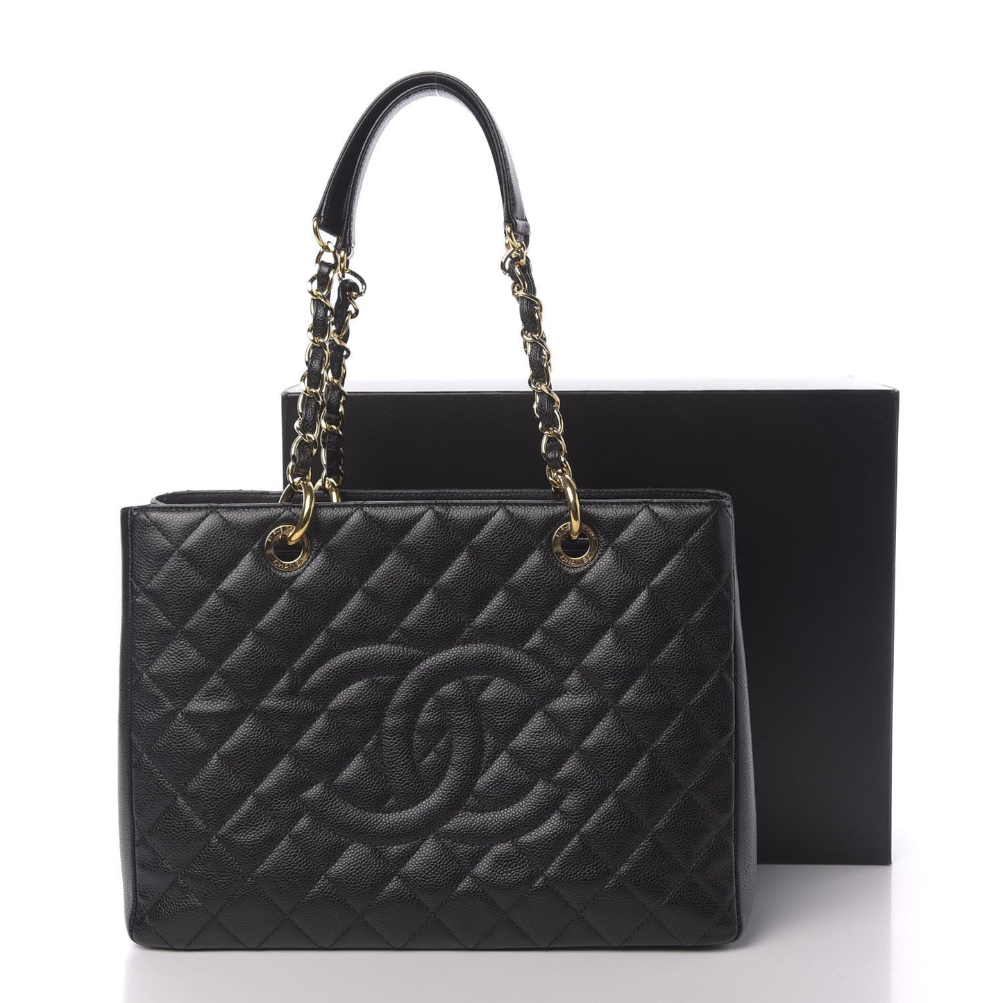 Caviar Quilted Grand Shopping Tote GST Black