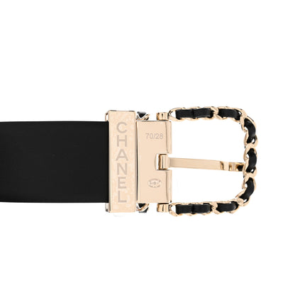 Chanel Calfskin Lambskin Metal Chain Reversible Belt 70 28 Black Burgundy 8 of 9