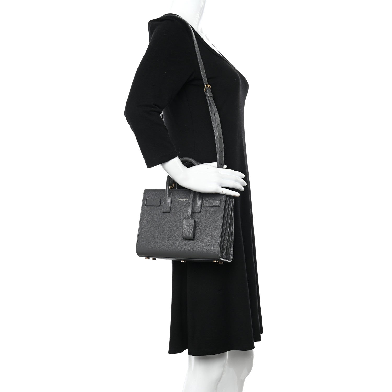 Saint Laurent Grained Calfskin Nano Sac de Jour Fog 2 of 10