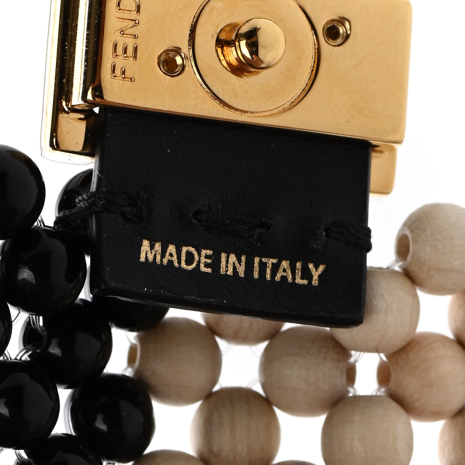 Fendi Acrylic Wood Beaded Pico Baguette Charm Natural 7 of 11