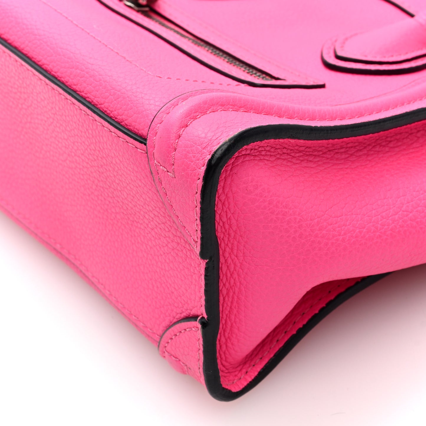Drummed Calfskin Nano Luggage Fuchsia