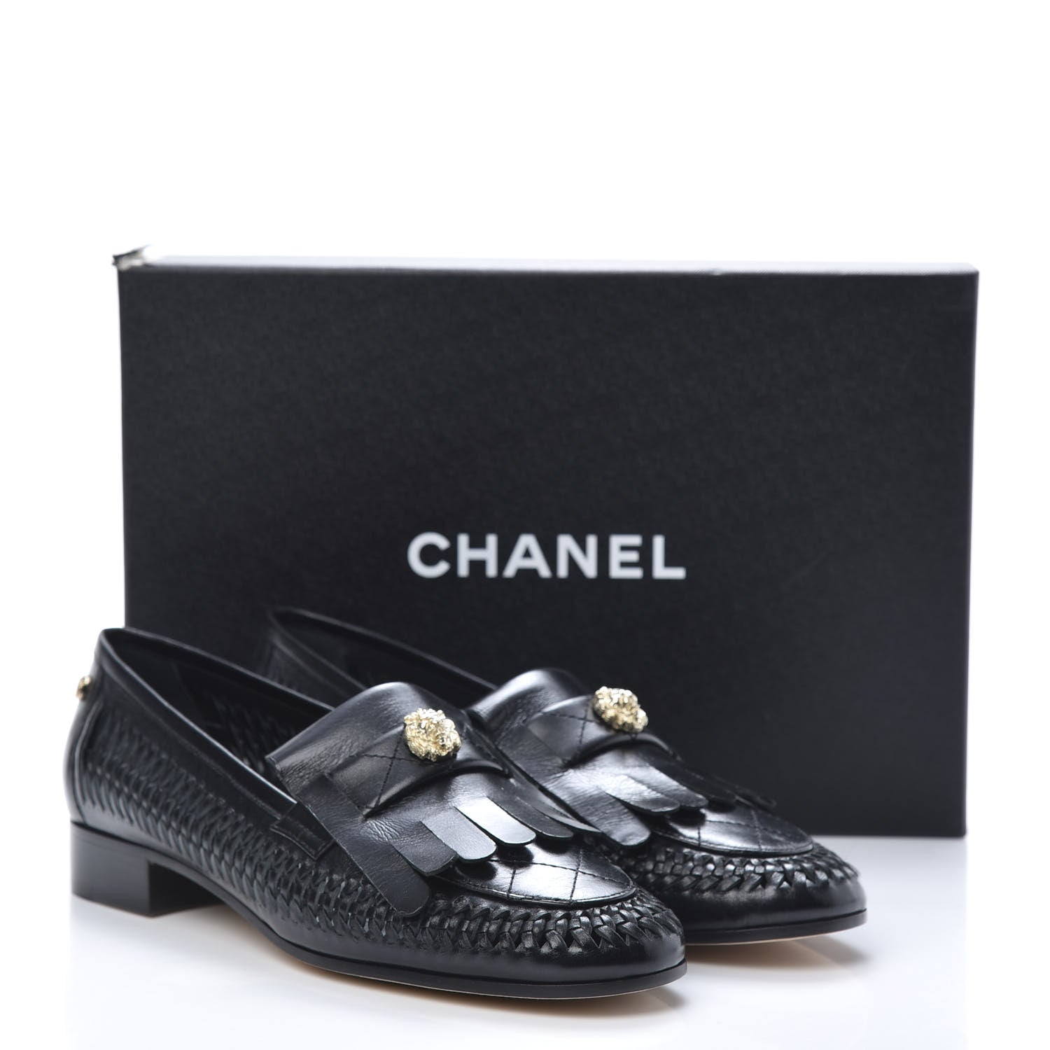 Chanel Lambskin Braided Kangaroo Mocassin Loafers 40 Black 9 of 9