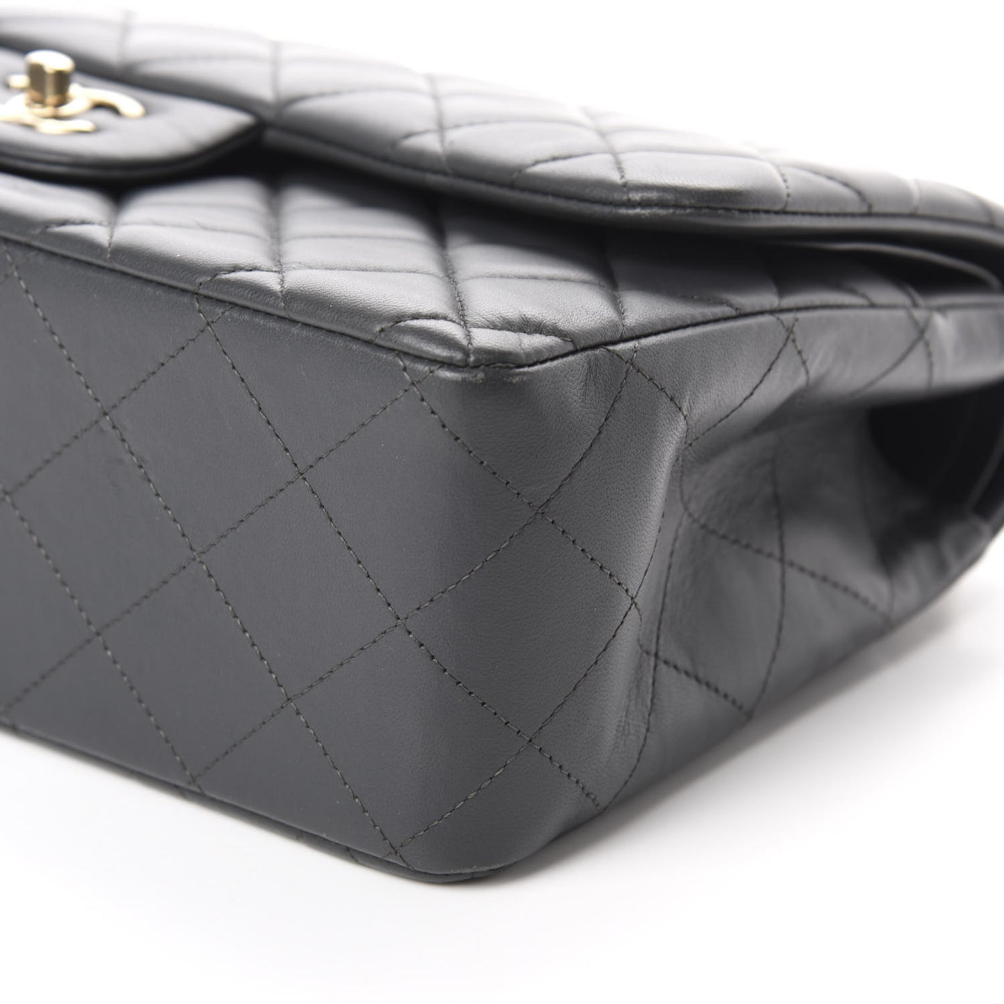 Lambskin Quilted Jumbo Double Flap Dark Grey