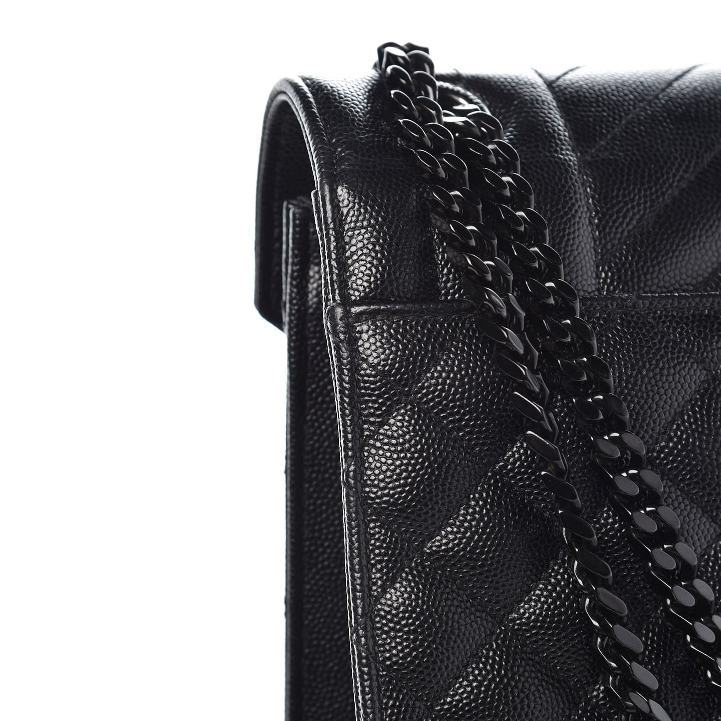 Grain De Poudre Textured Mixed Matelasse Large Triquilt Monogram Monochrome Satchel Black