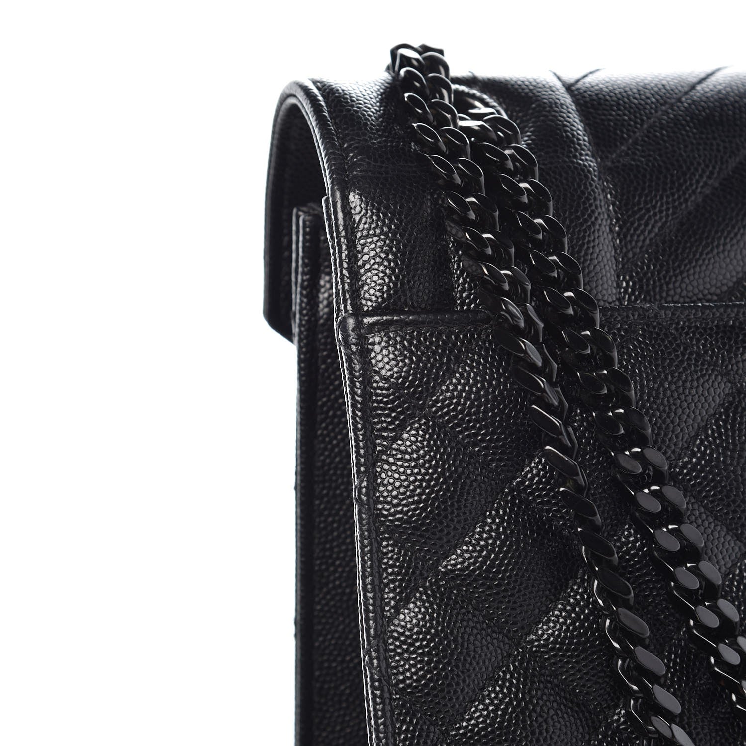 Saint Laurent Grain De Poudre Textured Mixed Matelasse Large Triquilt Monogram Monochrome Satchel Black 11 of 11