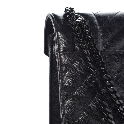 Saint Laurent Grain De Poudre Textured Mixed Matelasse Large Triquilt Monogram Monochrome Satchel Black 11 of 11