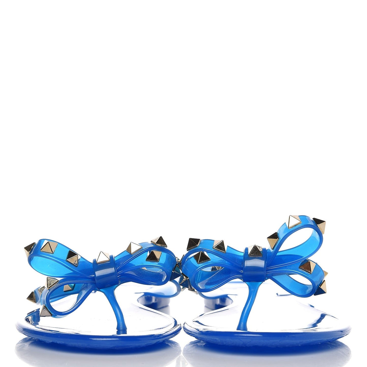 PVC Jelly Rockstud Bow Thong Sandals 40 Blue Fluo
