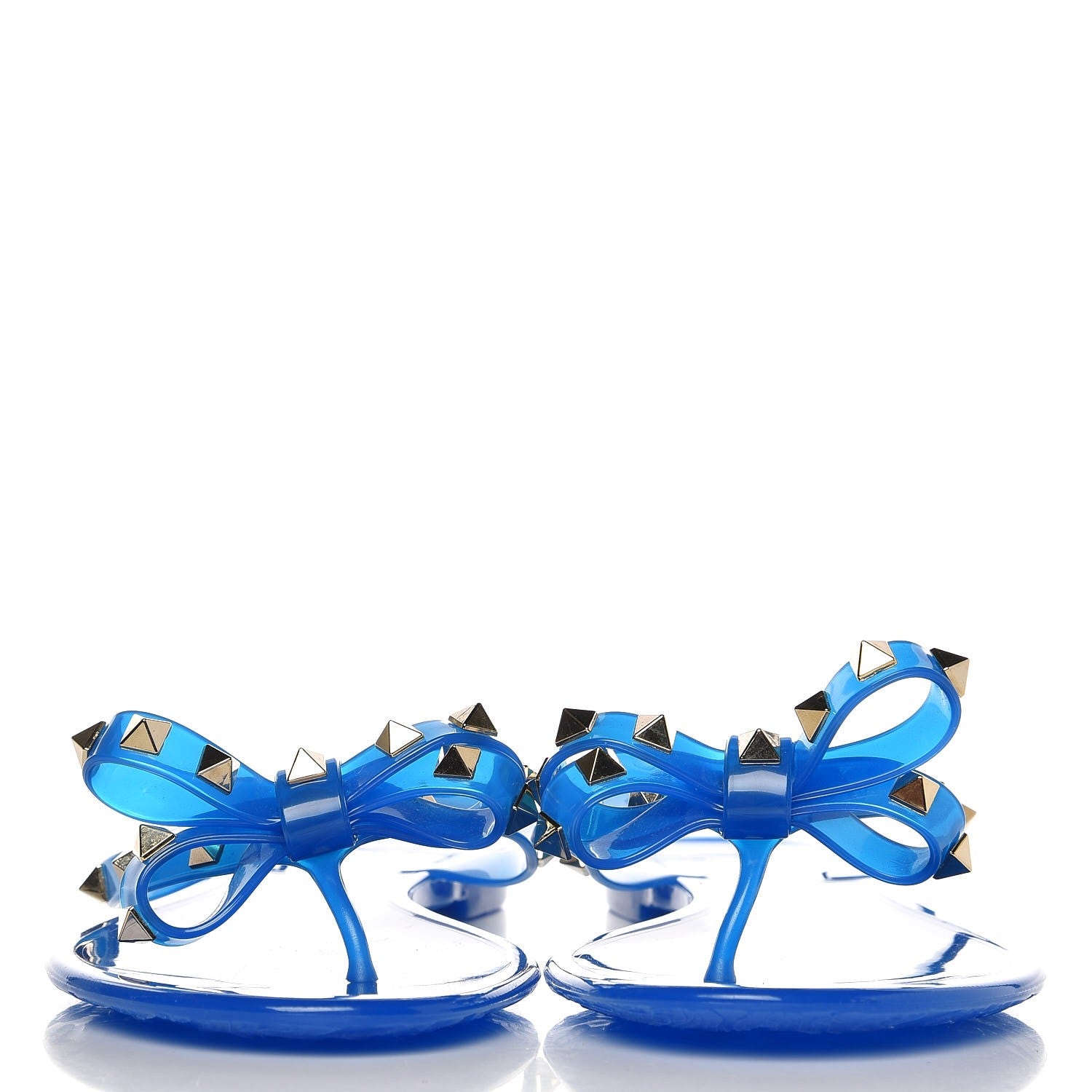 Valentino Garavani PVC Jelly Rockstud Bow Thong Sandals 40 Blue Fluo 3 of 8