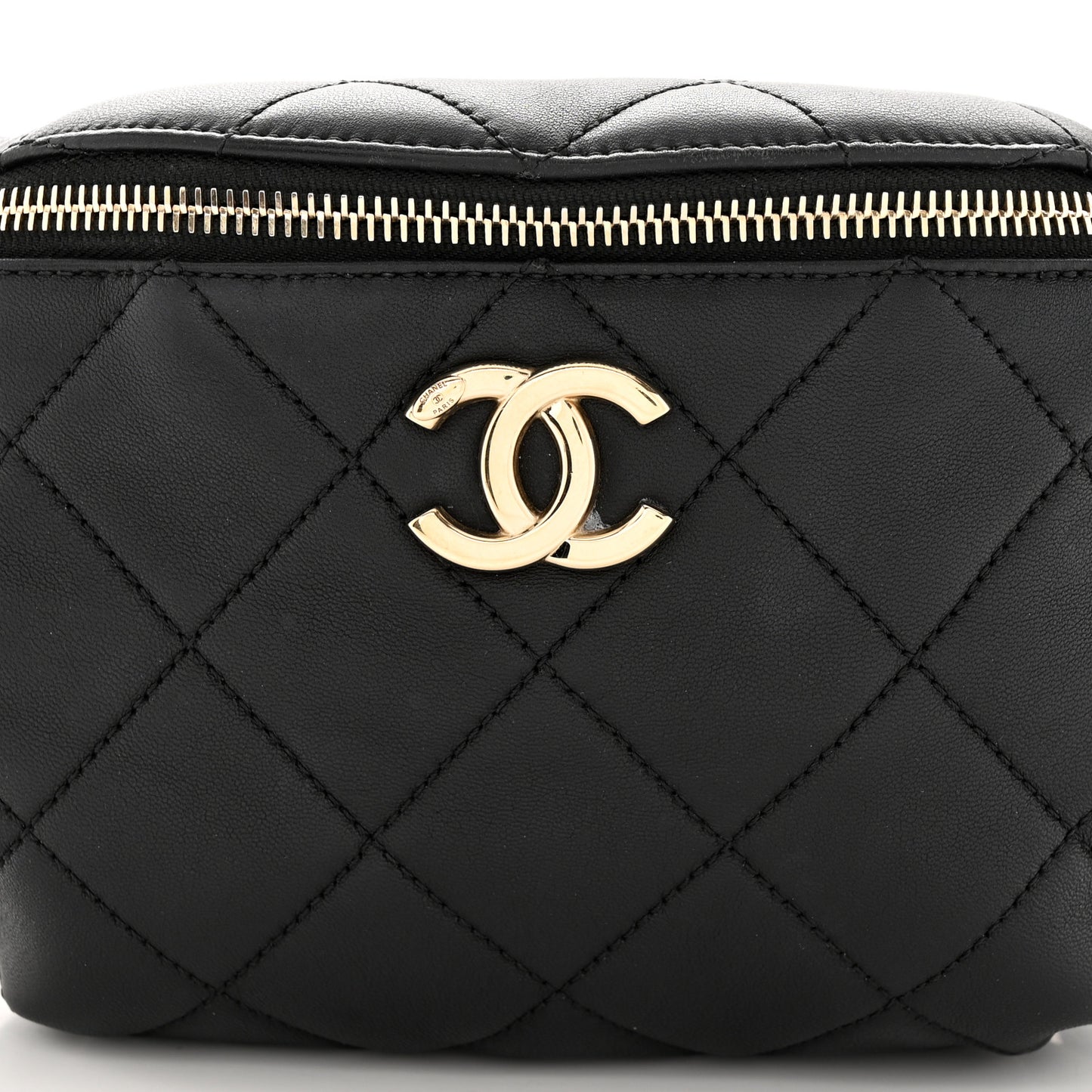 Lambskin Quilted Resin Bi-Color Waist Bag Fanny Pack Black