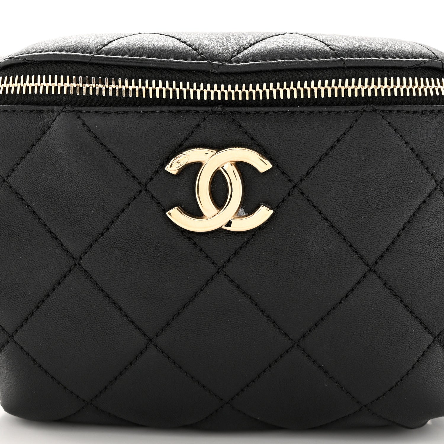 Chanel Lambskin Quilted Resin Bi-Color Waist Bag Fanny Pack Black 8 of 13