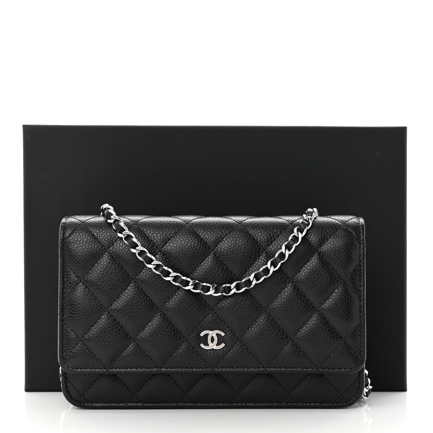 Caviar Quilted Wallet on Chain WOC Black