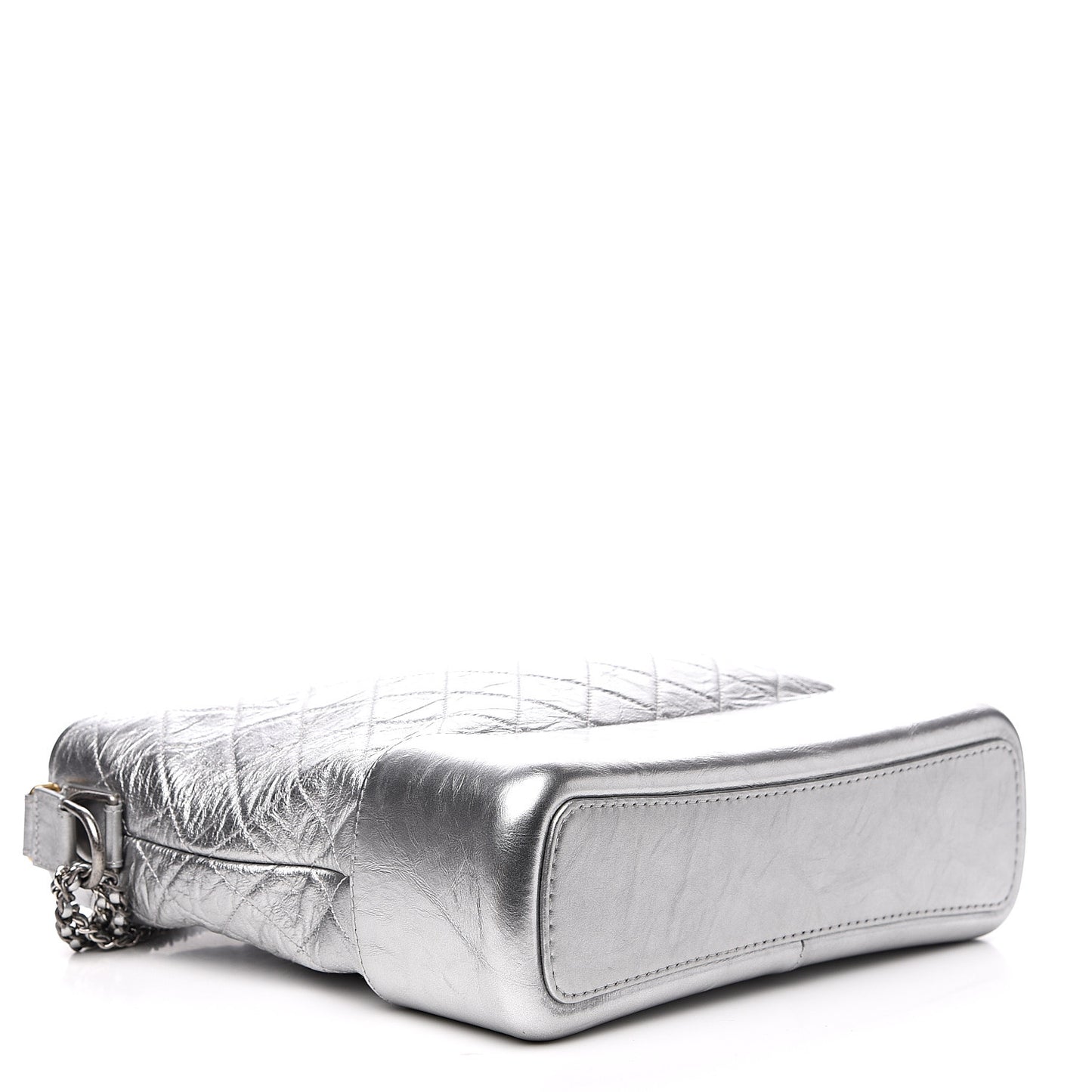 Metallic Lambskin Calfskin Quilted Large Gabrielle Hobo Silver