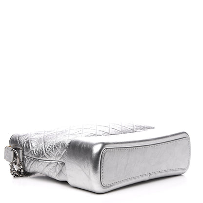 Chanel Metallic Lambskin Calfskin Quilted Large Gabrielle Hobo Silver 3 of 10