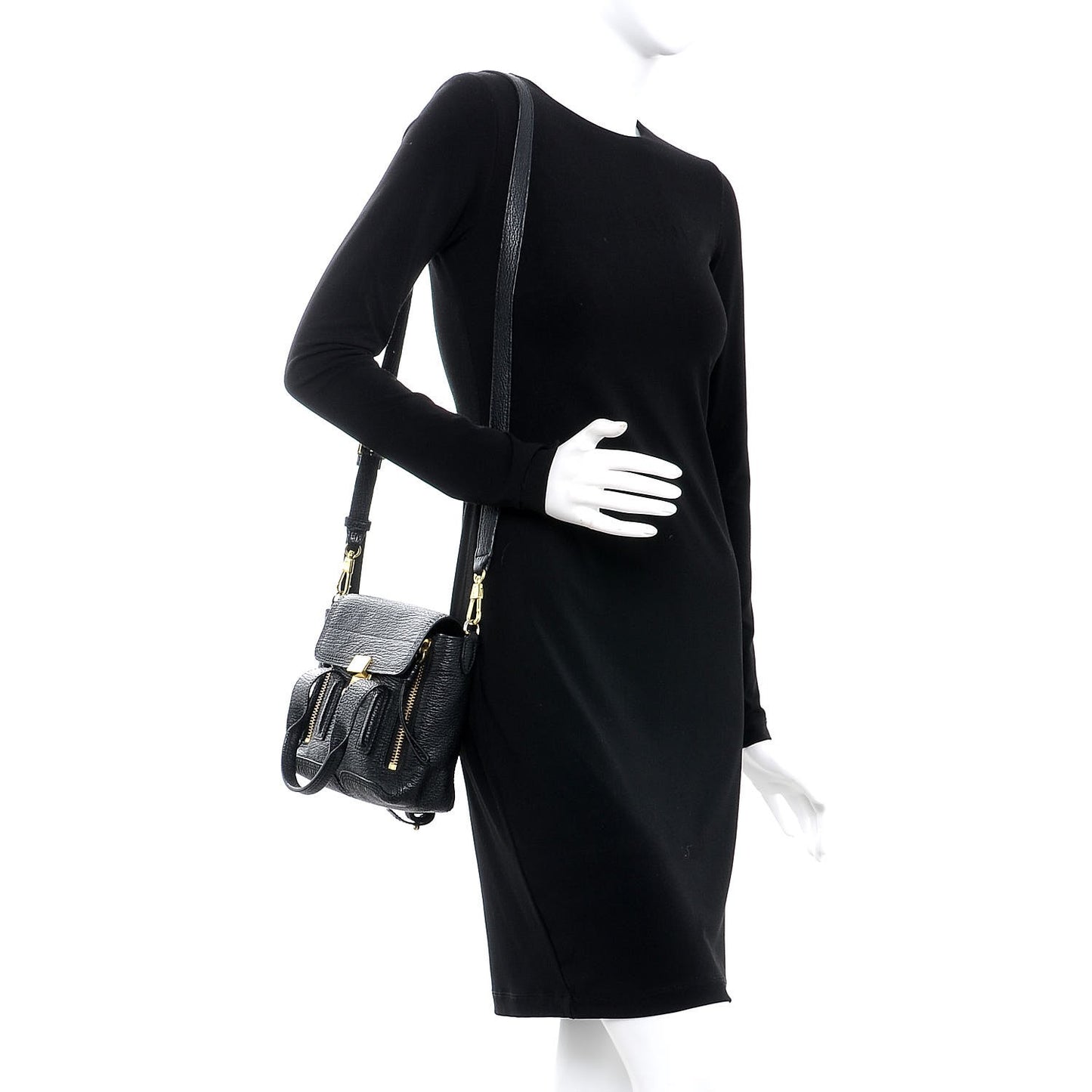 3.1 Textured Calfskin Mini Pashli Satchel Black