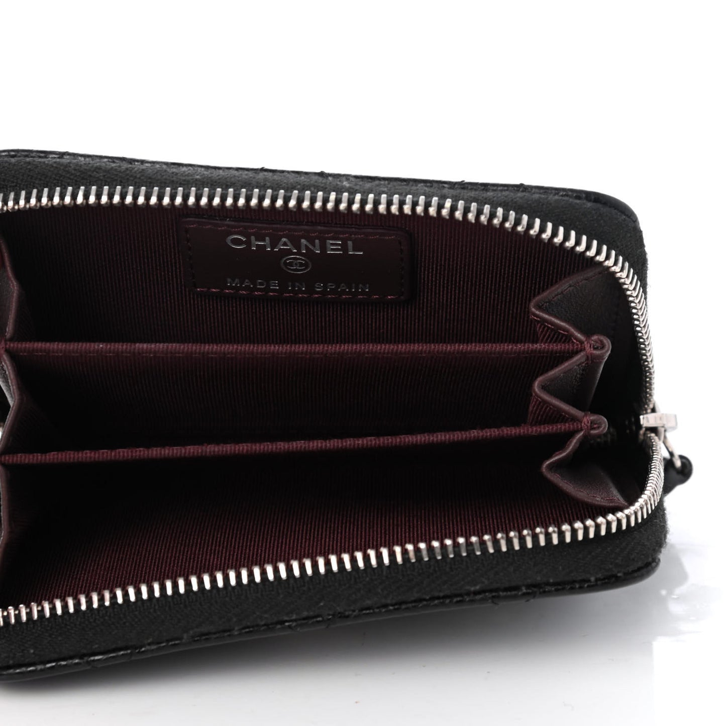 Caviar Quilted Zip Coin Purse Black
