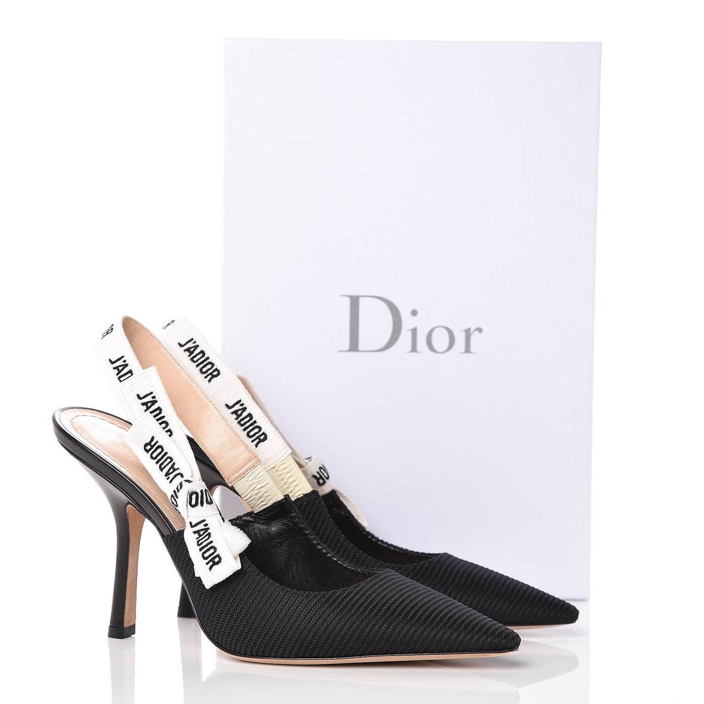 Technical Canvas Ribbon J'Adior Slingback 100mm Pumps 39 Black