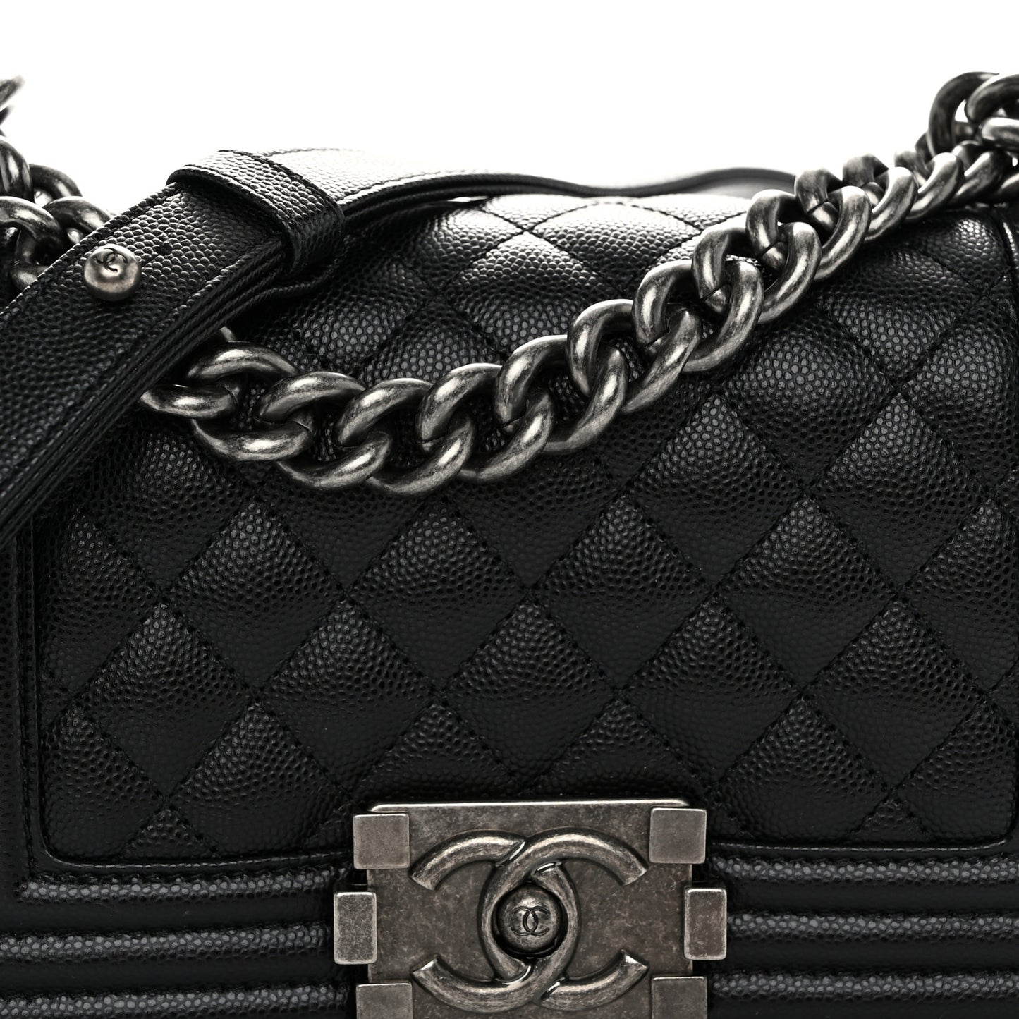 Caviar Quilted Small Boy Flap Black