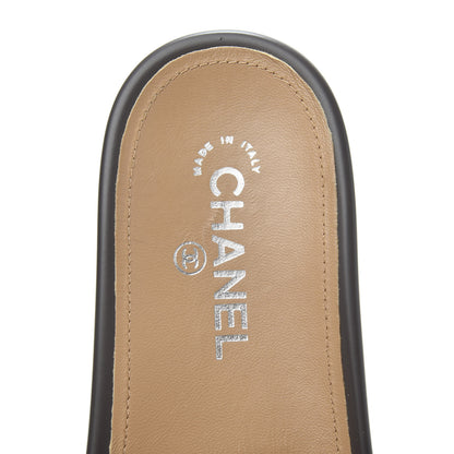 Chanel Rubber Charm Embossed CC Flat Slide Sandals 40 Dark Grey 5 of 7