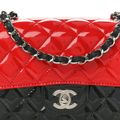 Chanel Patent Calfskin Quilted Bi-Color Mini Rectangular Flap Black Red 8 of 10
