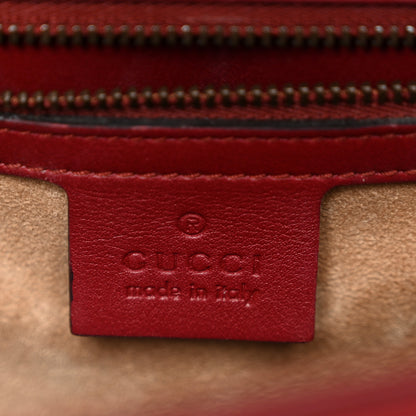 Gucci Glossy Calfskin Snakeskin Studded Fox Broche Bamboo Top Handle Bag Red 6 of 11